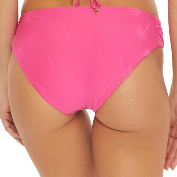 Trina Turk 'Sway' Palm Tree-Jacquard Ruched-Tab Side Bikini Bottom, Venus Pink - Picture 2 of 2